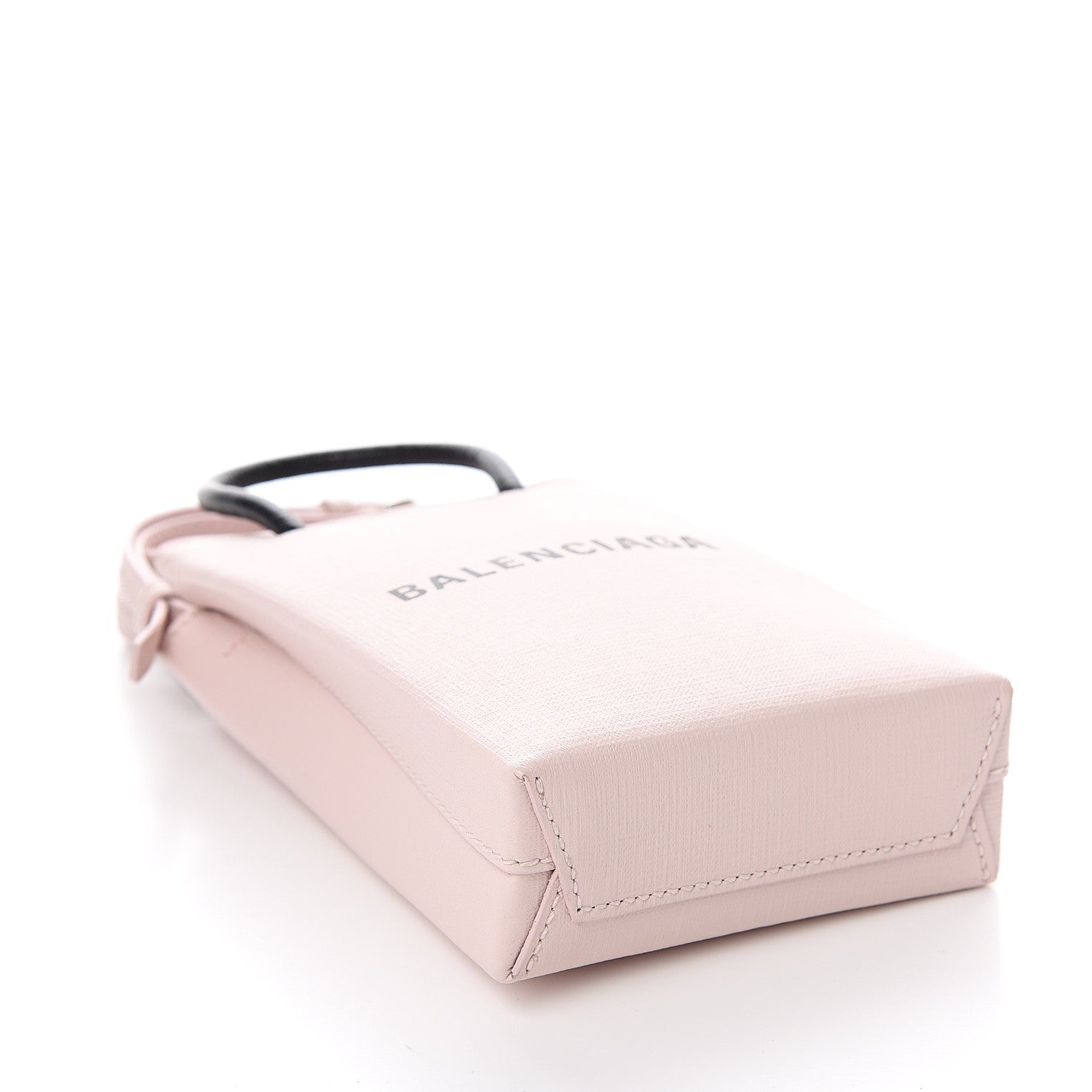 Balenciaga Squared Calfskin Logo Shopping Phone Holder Bag Light Rose 3 of 9