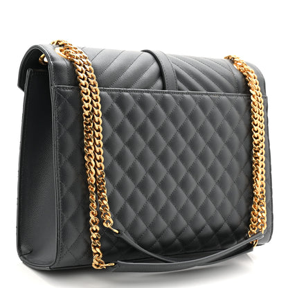 Saint Laurent Grain De Poudre Textured Mixed Matelasse Large Triquilt Monogram Satchel Storm 5 of 19