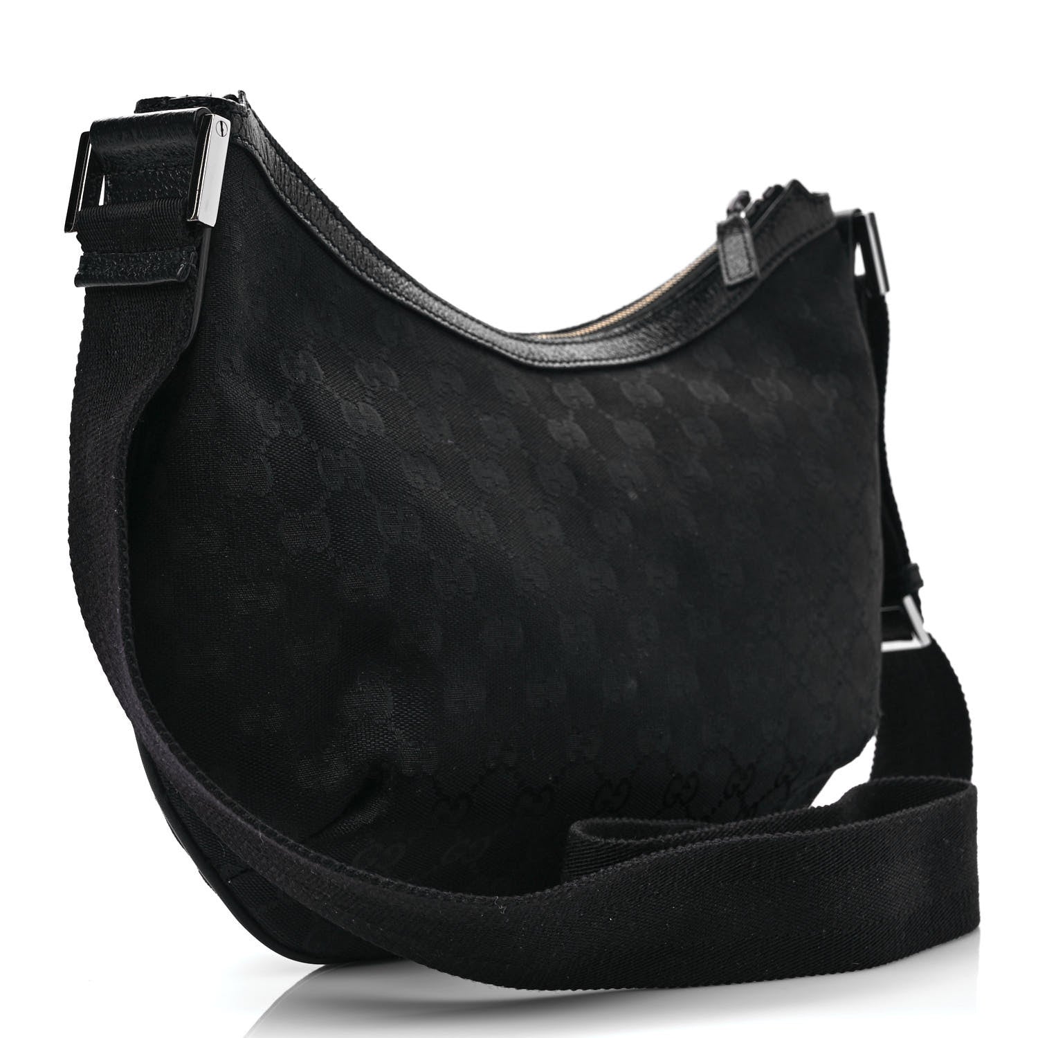 Gucci Monogram Medium Half Moon Hobo Black 3 of 12