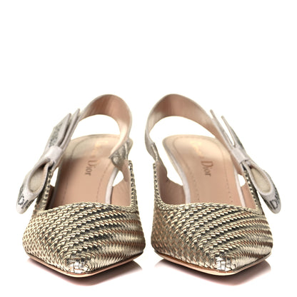 Christian Dior Laminated Calfskin Ribbon Crystal Woven J'Adior Slingback 65mm Pumps 37.5 Copper 4 of 8