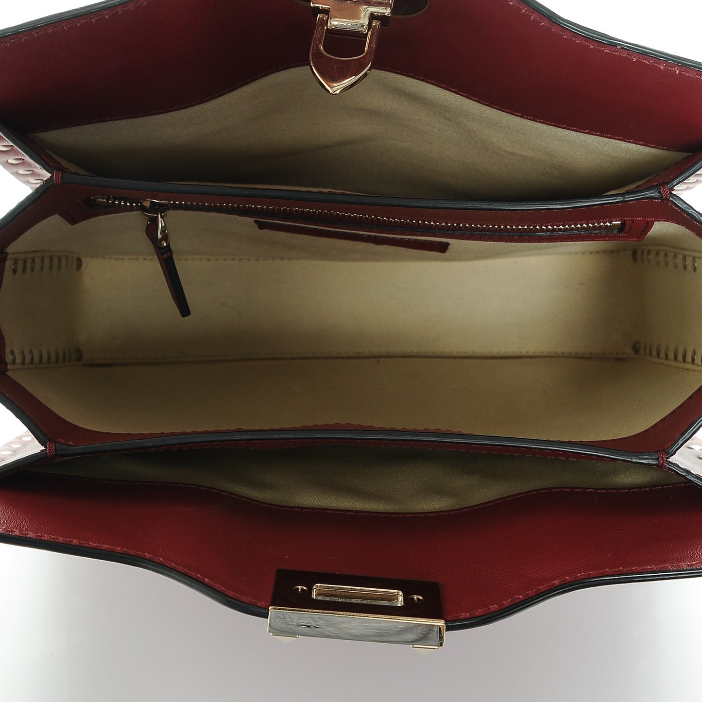 Vitello Rockstud Flip-Lock Shoulder Bag Red