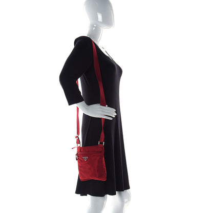 Prada Nylon Small Flat Messenger Bag Cherry 2 of 9