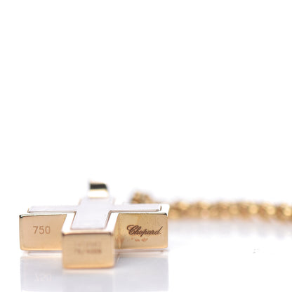 Chopard 18K Yellow Gold Happy Diamonds Cross Pendant Necklace 9 of 9