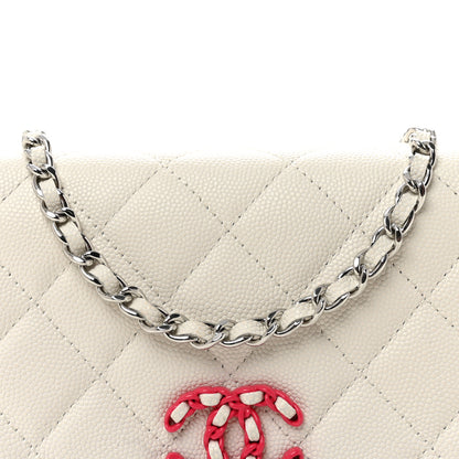 Chanel Caviar Quilted Chanel 19 Wallet On Chain WOC White Pink 9 of 11