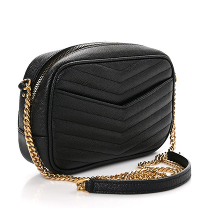 Saint Laurent Grain De Poudre Matelasse Monogram Mini Lou Camera Bag Black 3 of 10