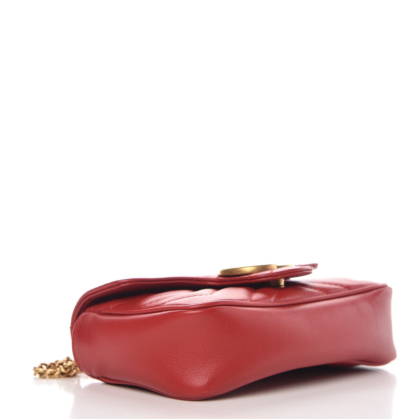 Calfskin Matelasse Super Mini GG Marmont Shoulder Bag Hibiscus Red