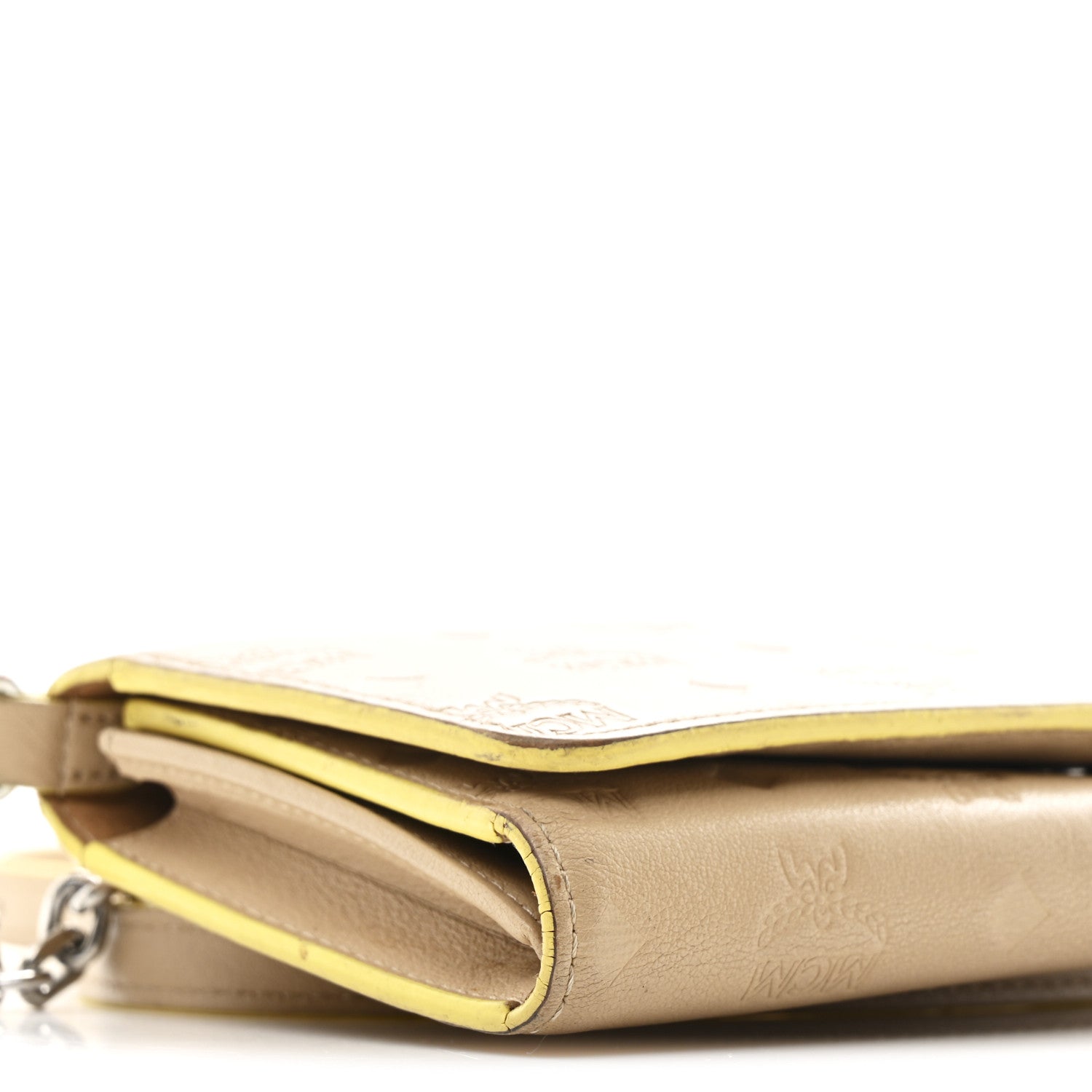 MCM Calfskin Ottomar Klara Tri Fold Phone Wallet On Strap Croissant 9 of 15