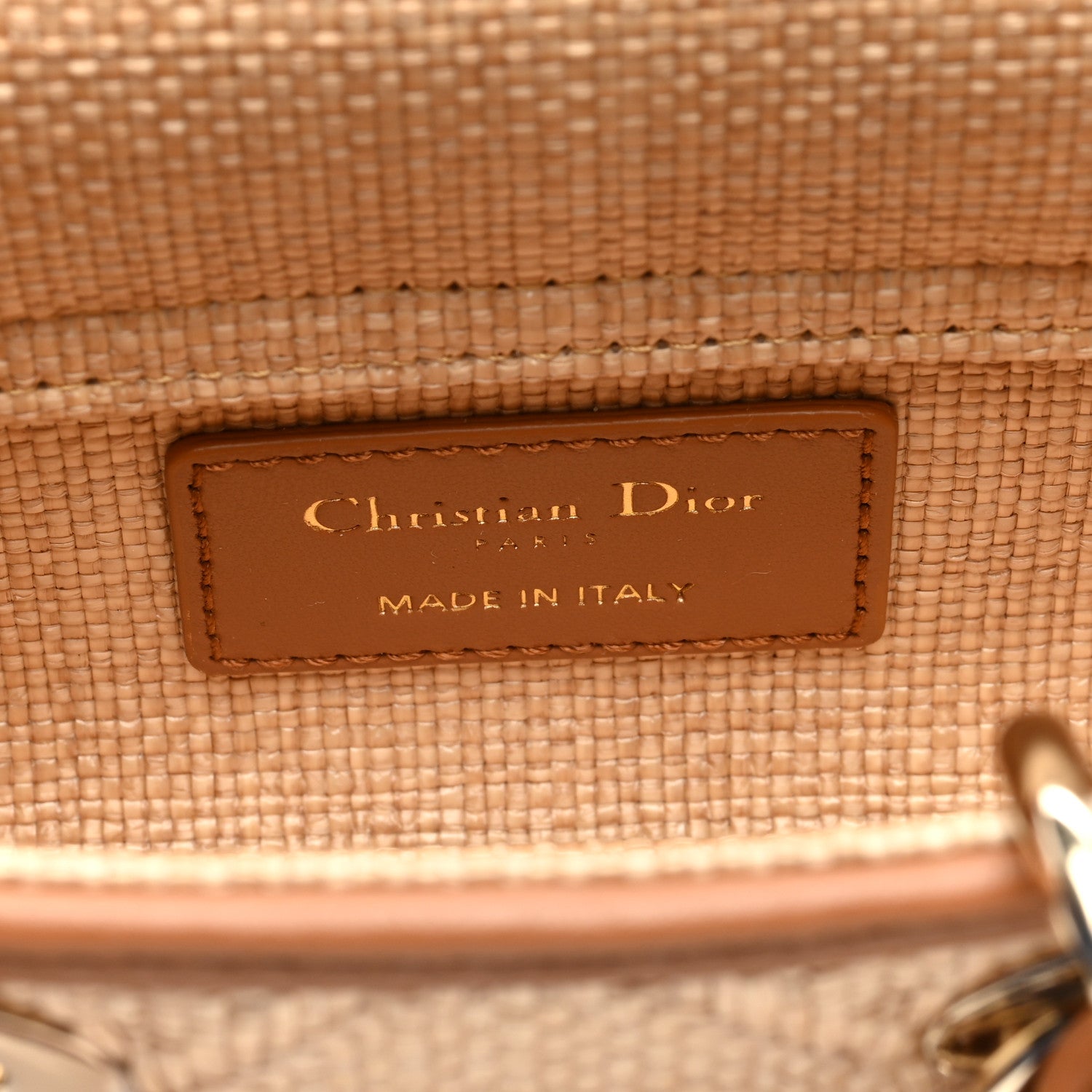 Christian Dior Raffia Micro Cannage Lady D-Joy Natural 1548174