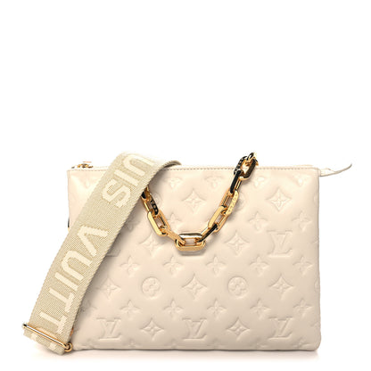 Louis Vuitton Lambskin Embossed Monogram Coussin PM Cream 1 of 11