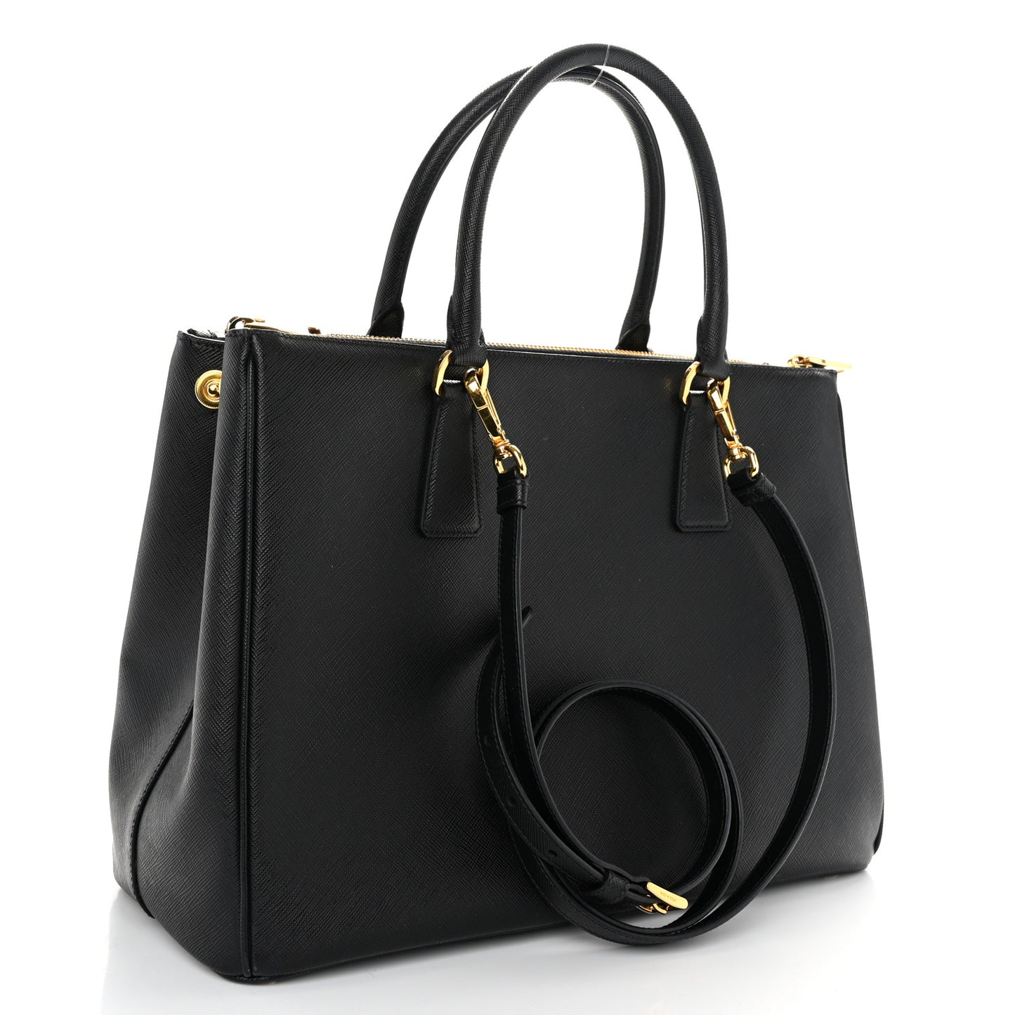 Saffiano Lux Large Galleria Double Zip Tote Black