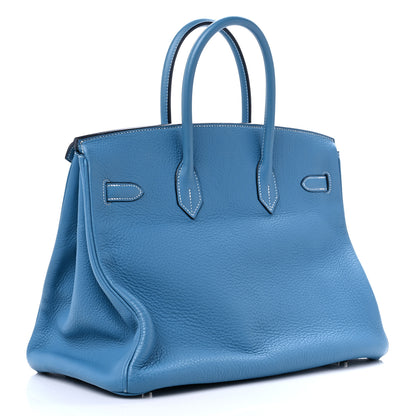 Hermes Taurillon Clemence Birkin 35 Blue Jean 3 of 13