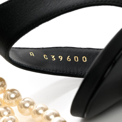 Chanel Calfskin Pearl Sandals 35 Black 6 of 11