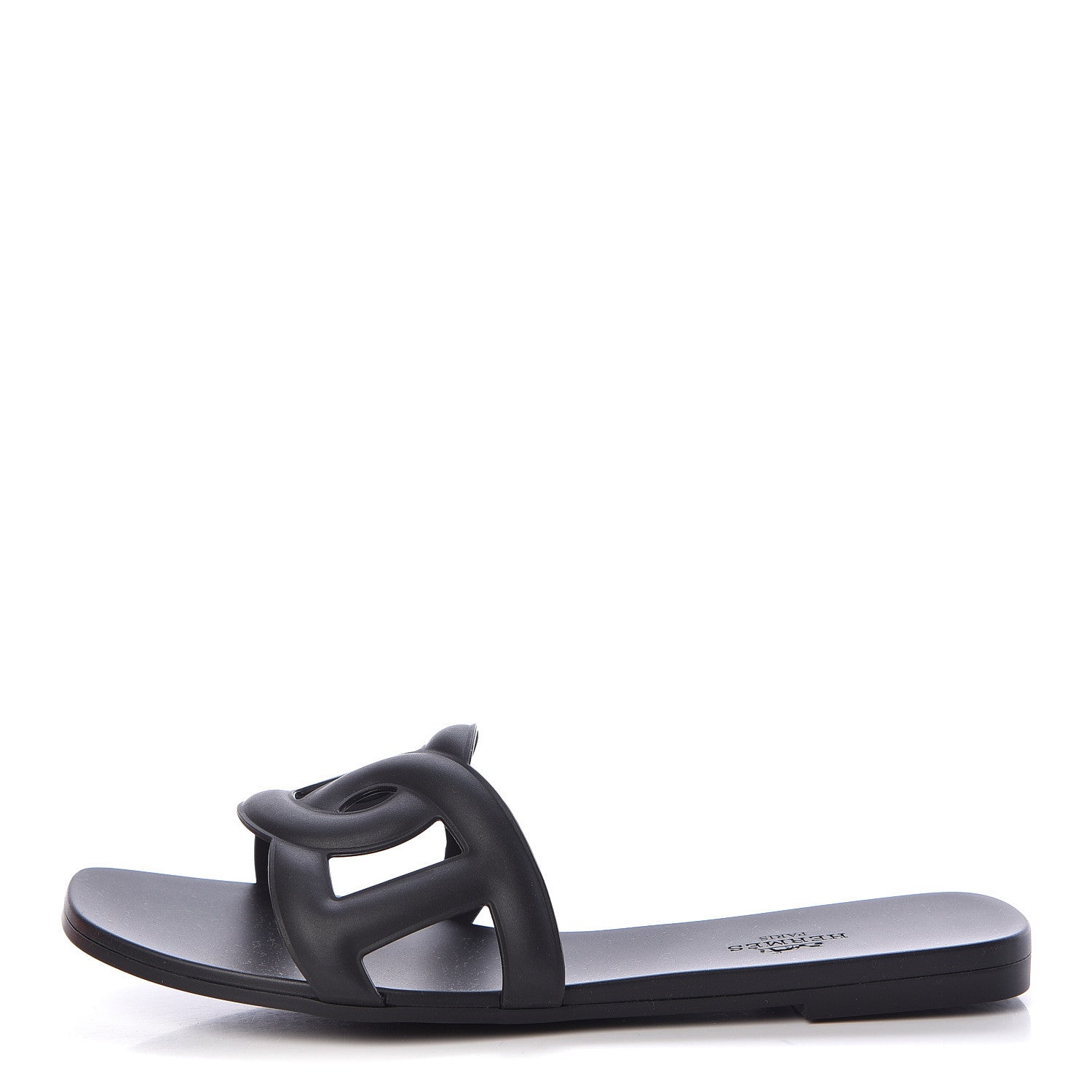 Hermes Rubber Aloha Sandals 37 Black 1 of 8