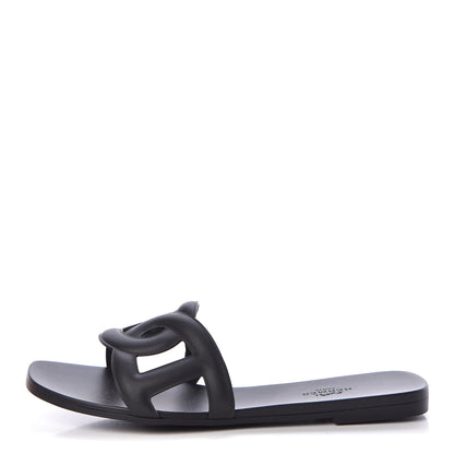 Hermes Rubber Aloha Sandals 37 Black 1 of 8