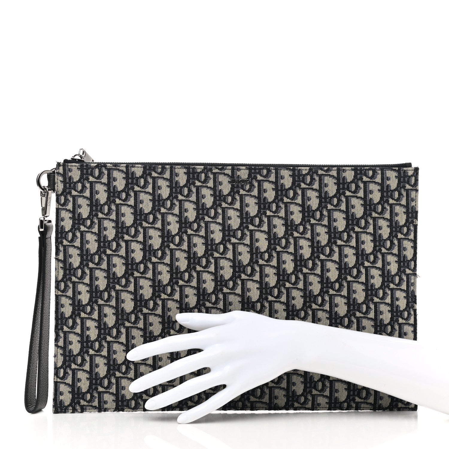 Christian Dior Oblique A4 Flat Pouch Clutch Blue 2 of 7