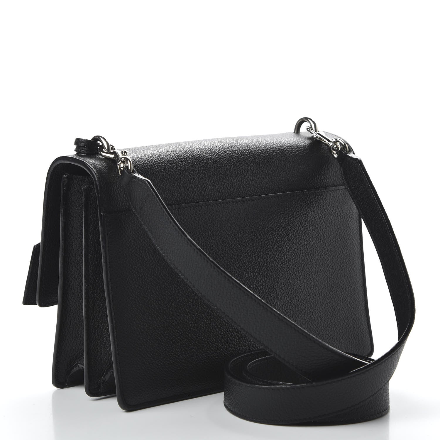 Saint Laurent Grained Calfskin Medium Monogram Sunset Satchel Black 3 of 9