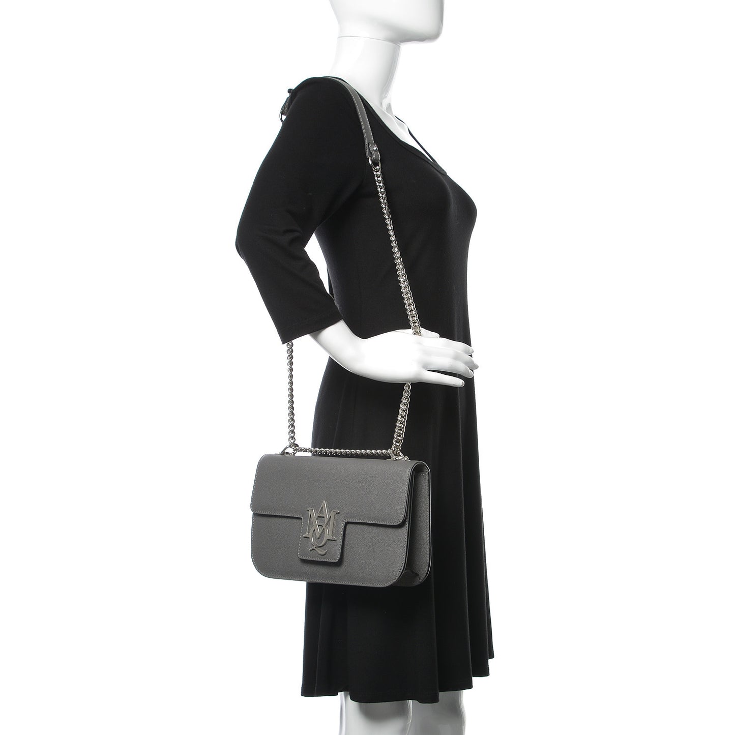 Calfskin Medium Insignia Flap Grey