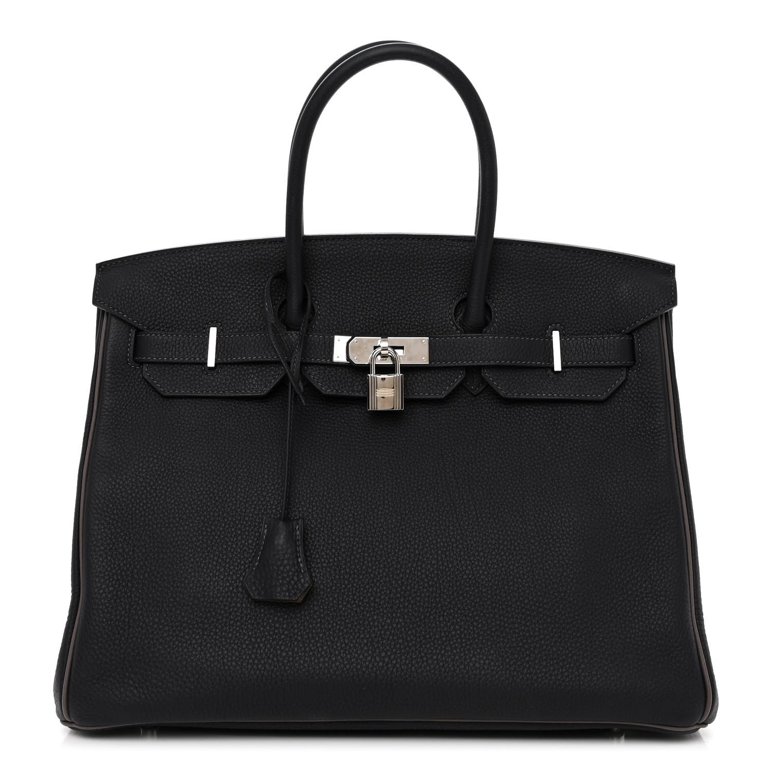Hermes Togo Bi-Color Horseshoe Birkin 35 Black Etoupe 1 of 13