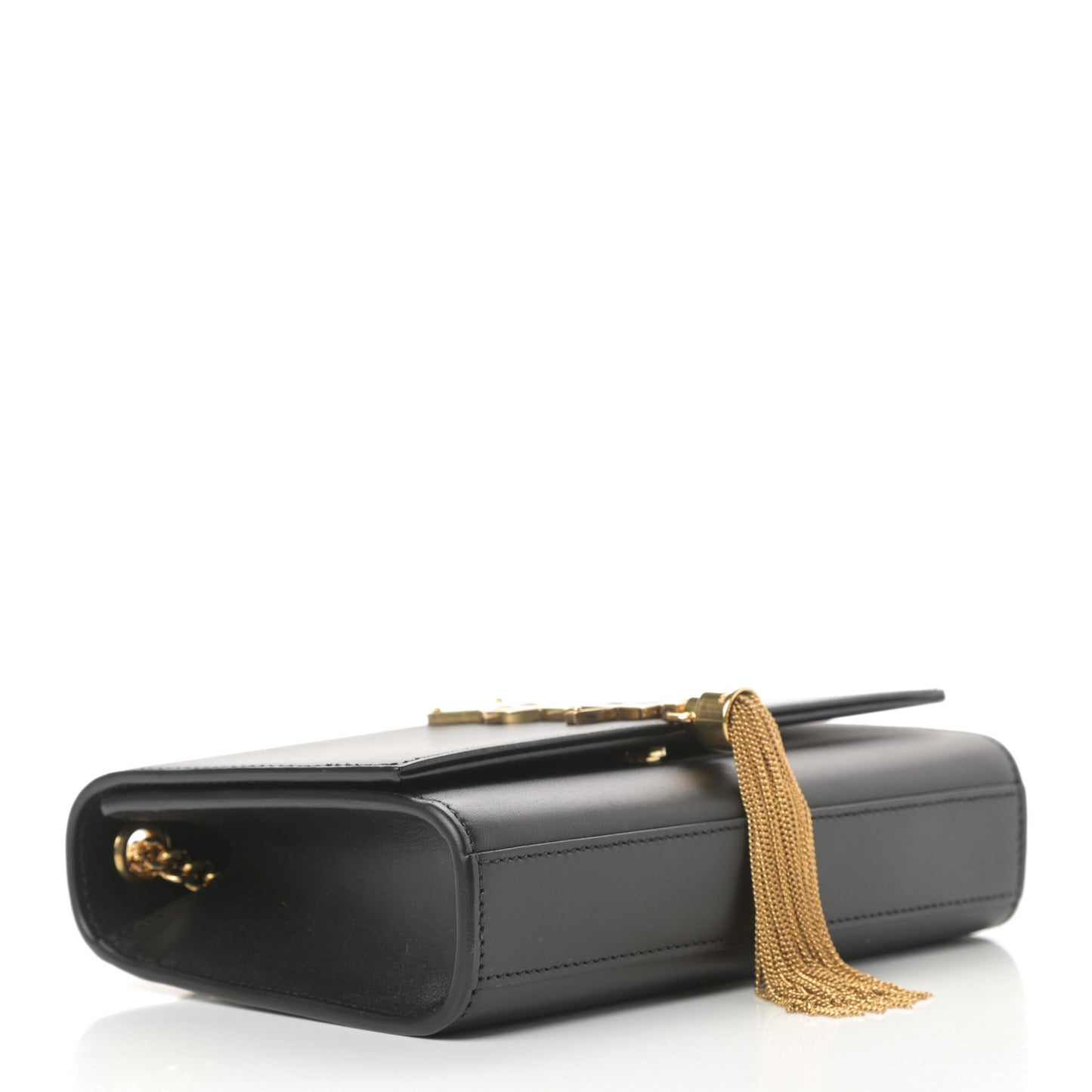 Smooth Calfskin Small Classic Monogram Kate Tassel Satchel Black