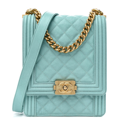 Chanel Caviar Quilted North South Boy Flap Light Blue 1 of 10