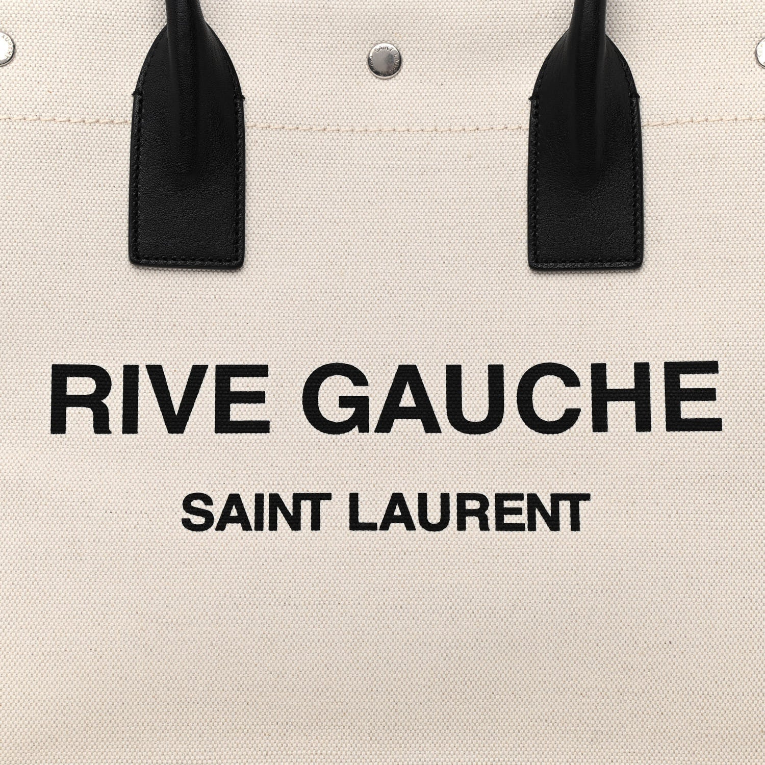 Saint Laurent Linen Calfskin Small Rive Gauche Tote Greggio Natural 8 of 10