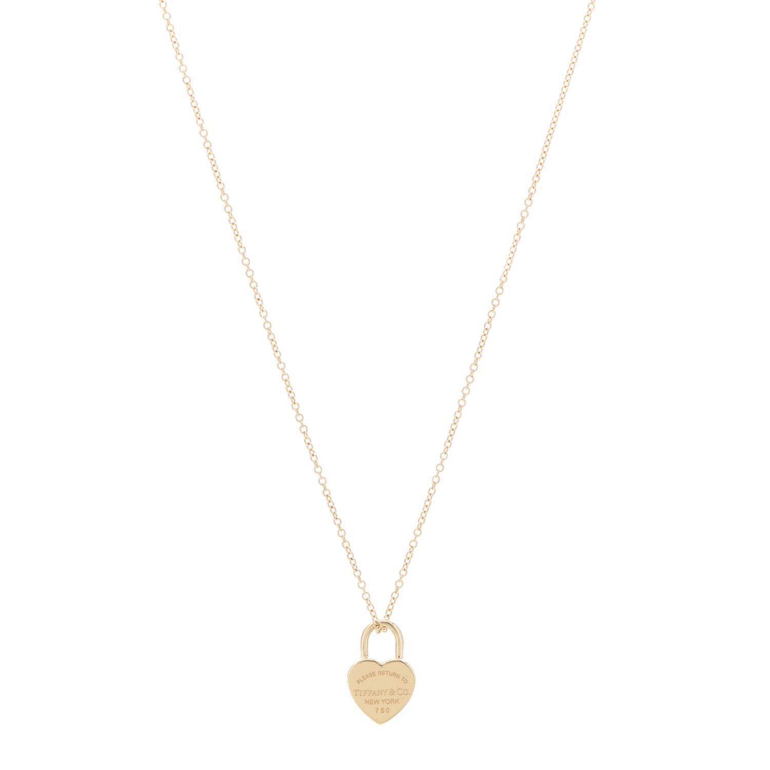 Tiffany 18K Yellow Gold Return to Tiffany Heart Lock Pendant Necklace 1 of 5