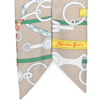 Hermes Silk Panoplie Equestre Twilly Beige Jaune Vif Or 4 of 4