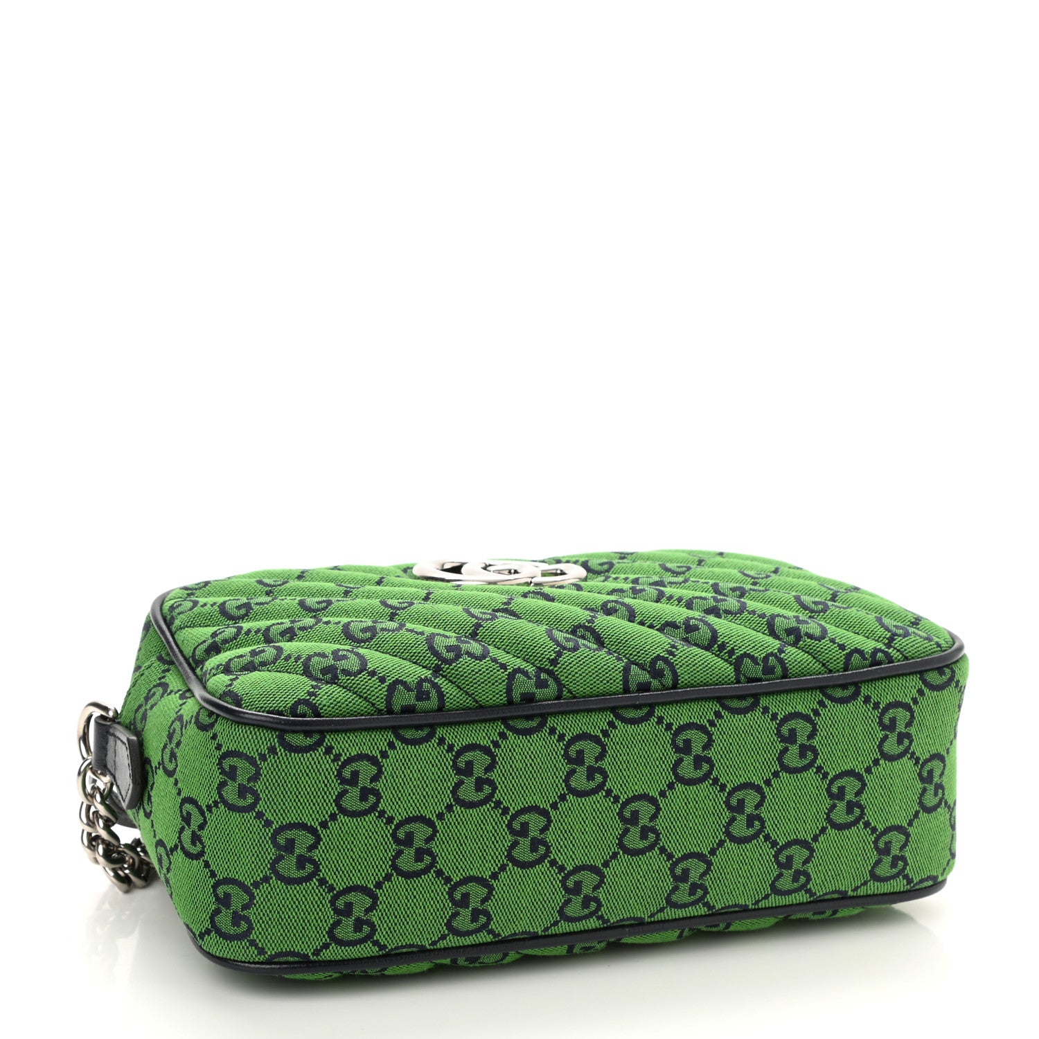 Gucci Monogram Multicolor Matelasse Diagonal Small GG Marmont Chain Shoulder Bag Green Blue 4 of 8