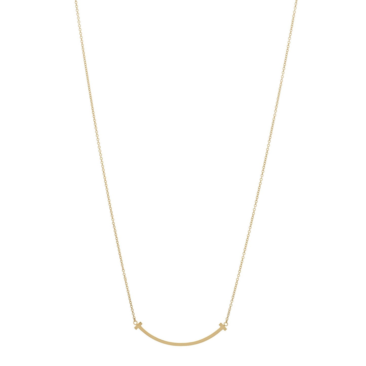 18K Yellow Gold Small T Smile Pendant Necklace