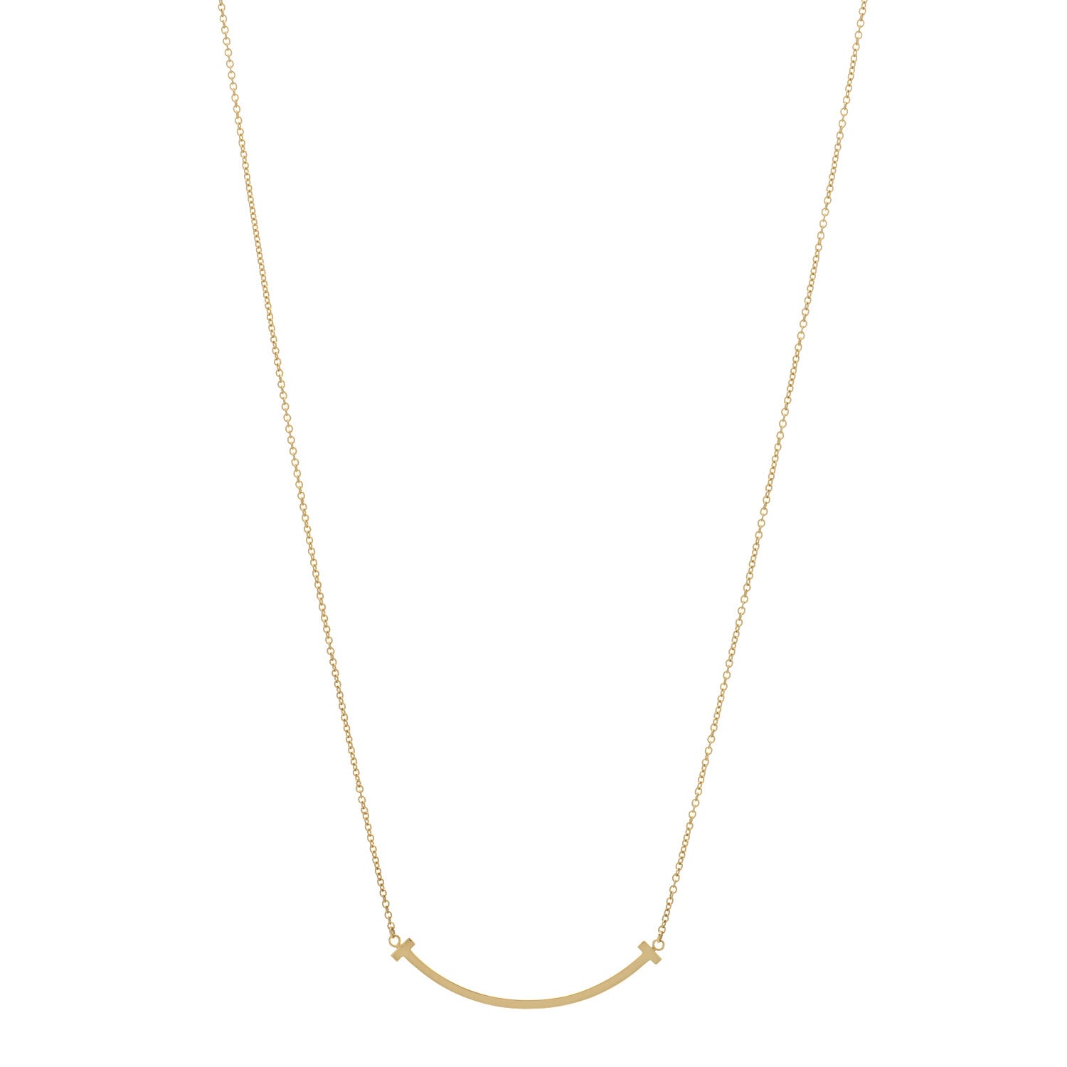 Tiffany 18K Yellow Gold Small T Smile Pendant Necklace 1 of 3