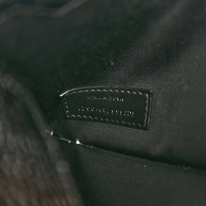 Saint Laurent Calfskin Crocodile Embossed Uptown Monogram Clutch Black 6 of 8