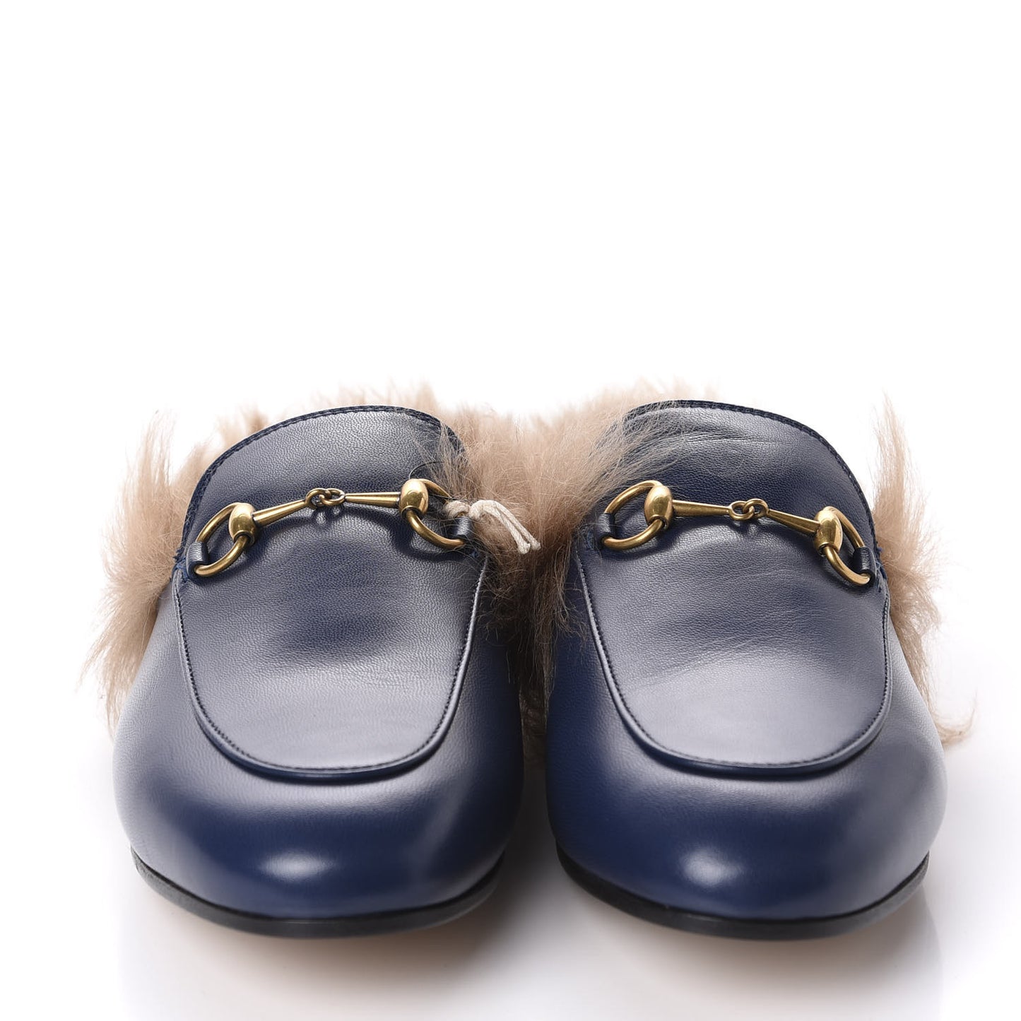 Malaga Kid Fur Womens Princetown Slippers 38 Blue Agata