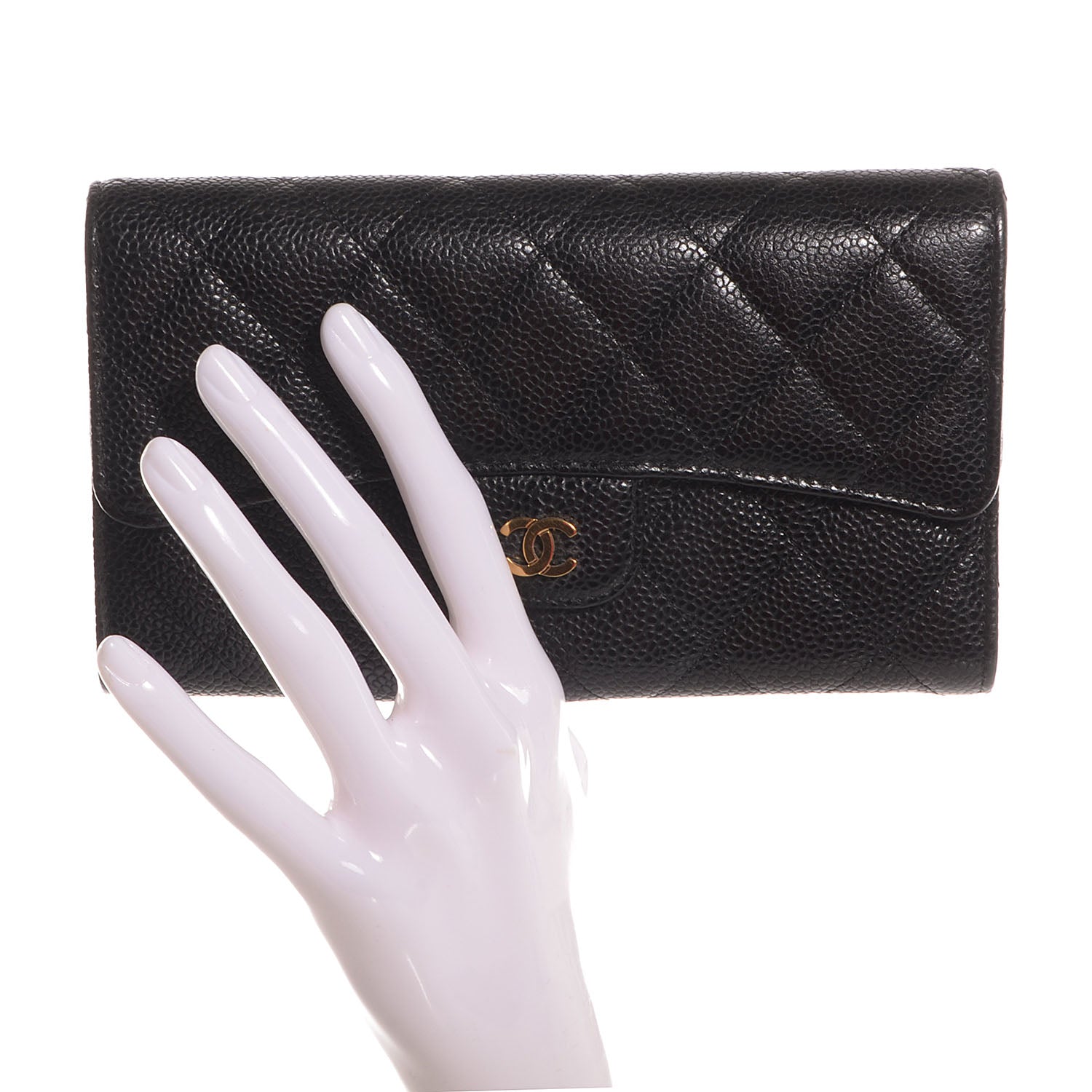Chanel Caviar Quilted Large Flap Wallet Black 2 of 9
