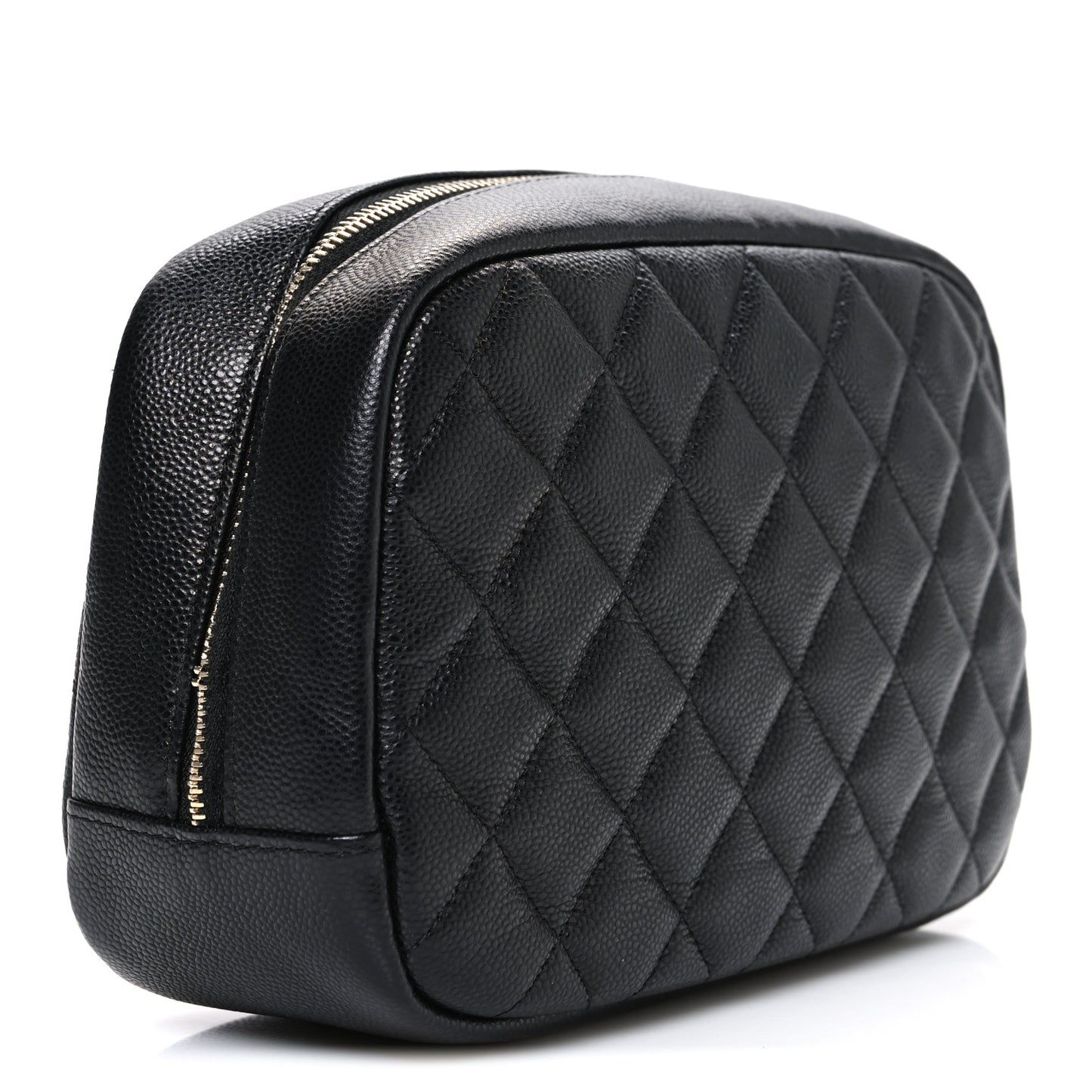 Caviar Quilted Medium Curvy Pouch Cosmetic Case Black