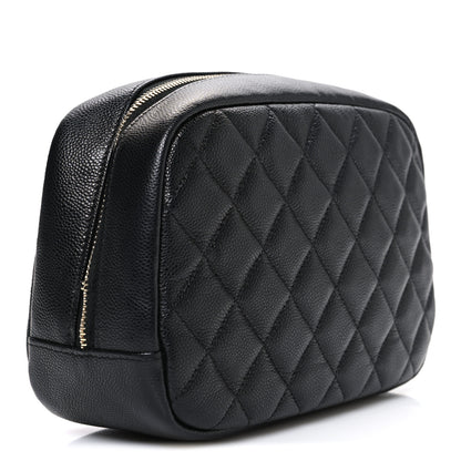 Chanel Caviar Quilted Medium Curvy Pouch Cosmetic Case Black 3 of 8