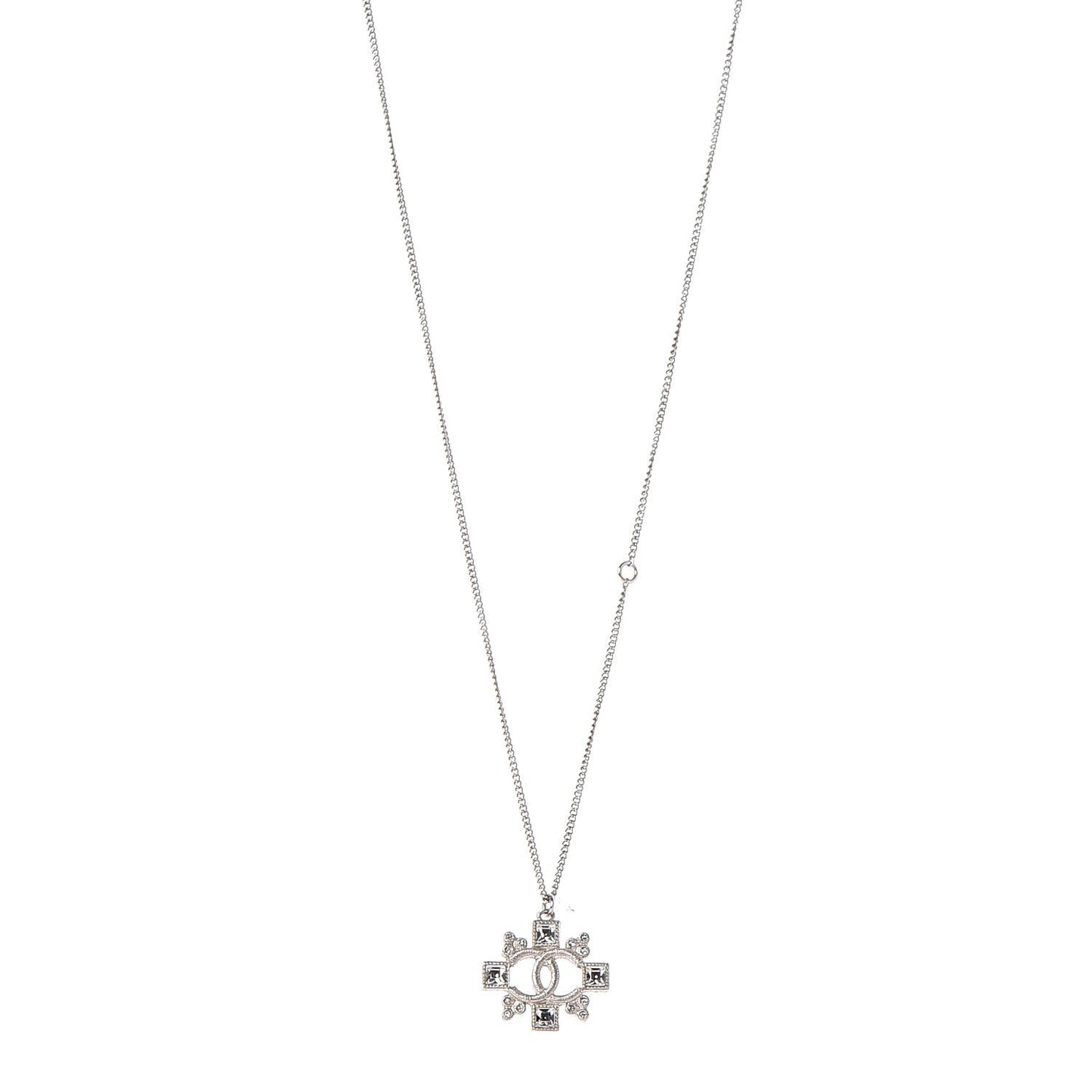 Crystal CC Necklace Silver