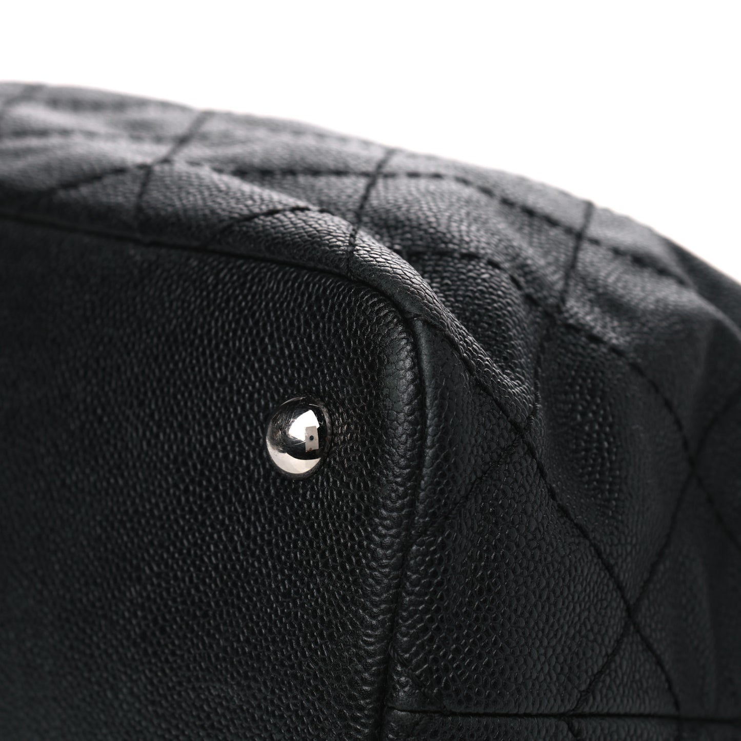 Grained Calfskin Quilted Small Daily Shopping Tote Black