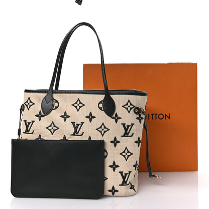 Louis Vuitton Cotton Monogram Embroidered Neverfull MM Beige Black 11 of 11