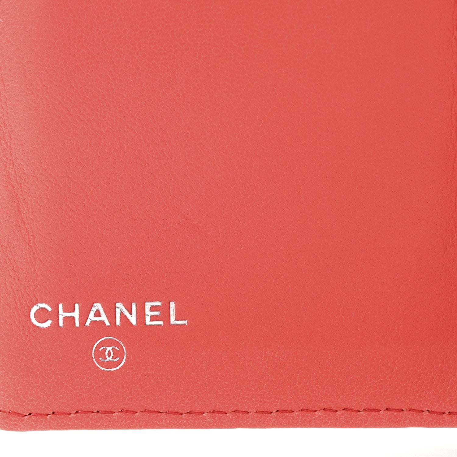 Chanel Lambskin Camellia Embossed Yen Wallet Pink 6 of 9