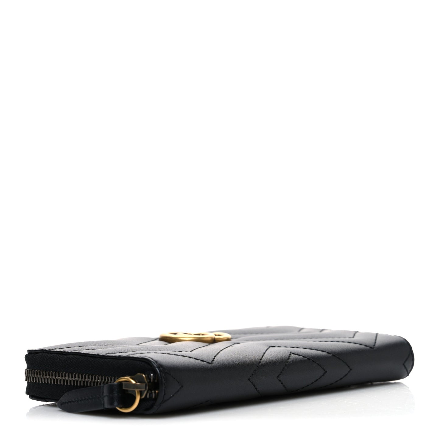 Calfskin Matelasse GG Marmont Zip Around Wallet Black Black