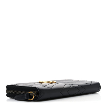 Gucci Calfskin Matelasse GG Marmont Zip Around Wallet Black Black 4 of 8