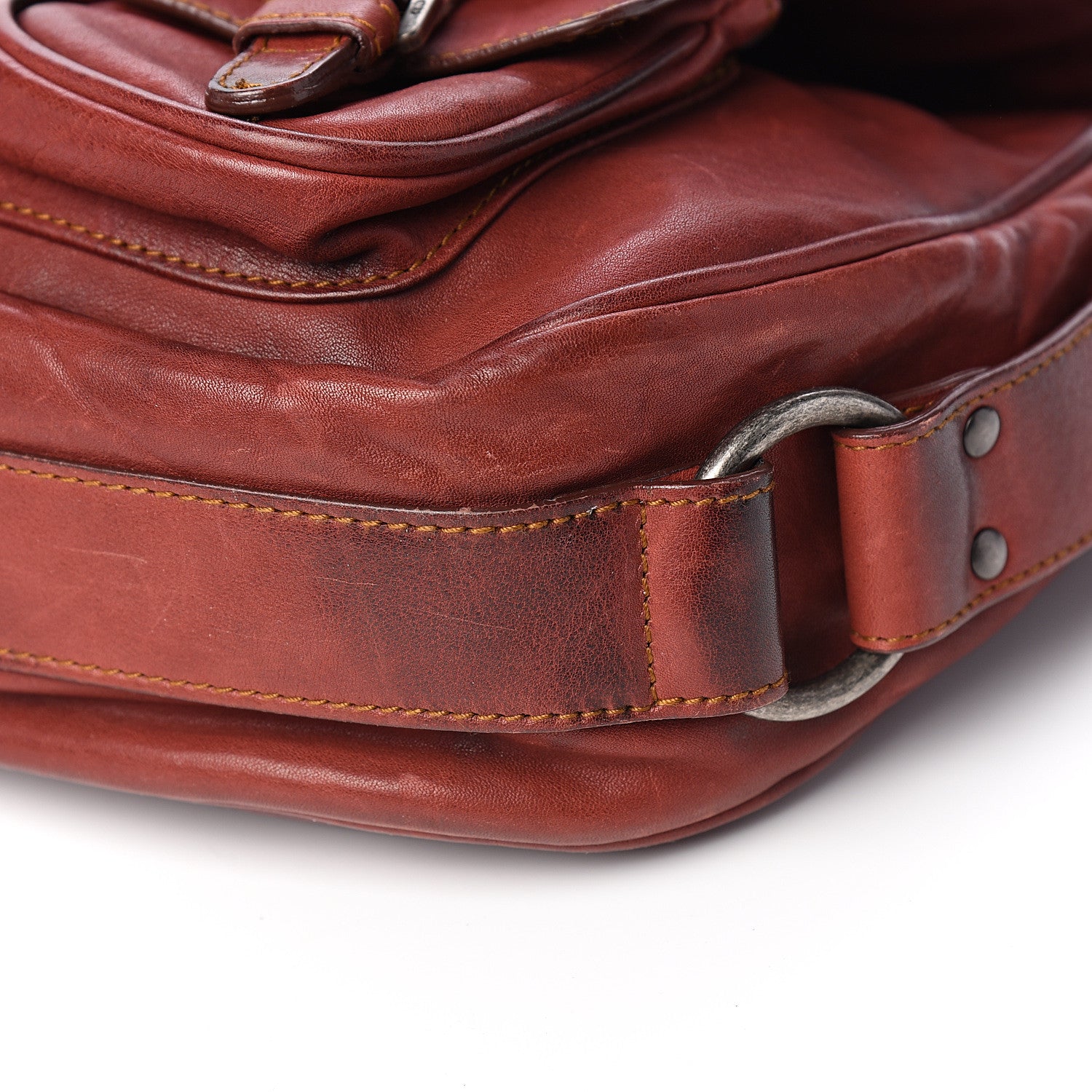 Christian Dior Calfskin Medium Gaucho Double Saddle Bag Red 10 of 13