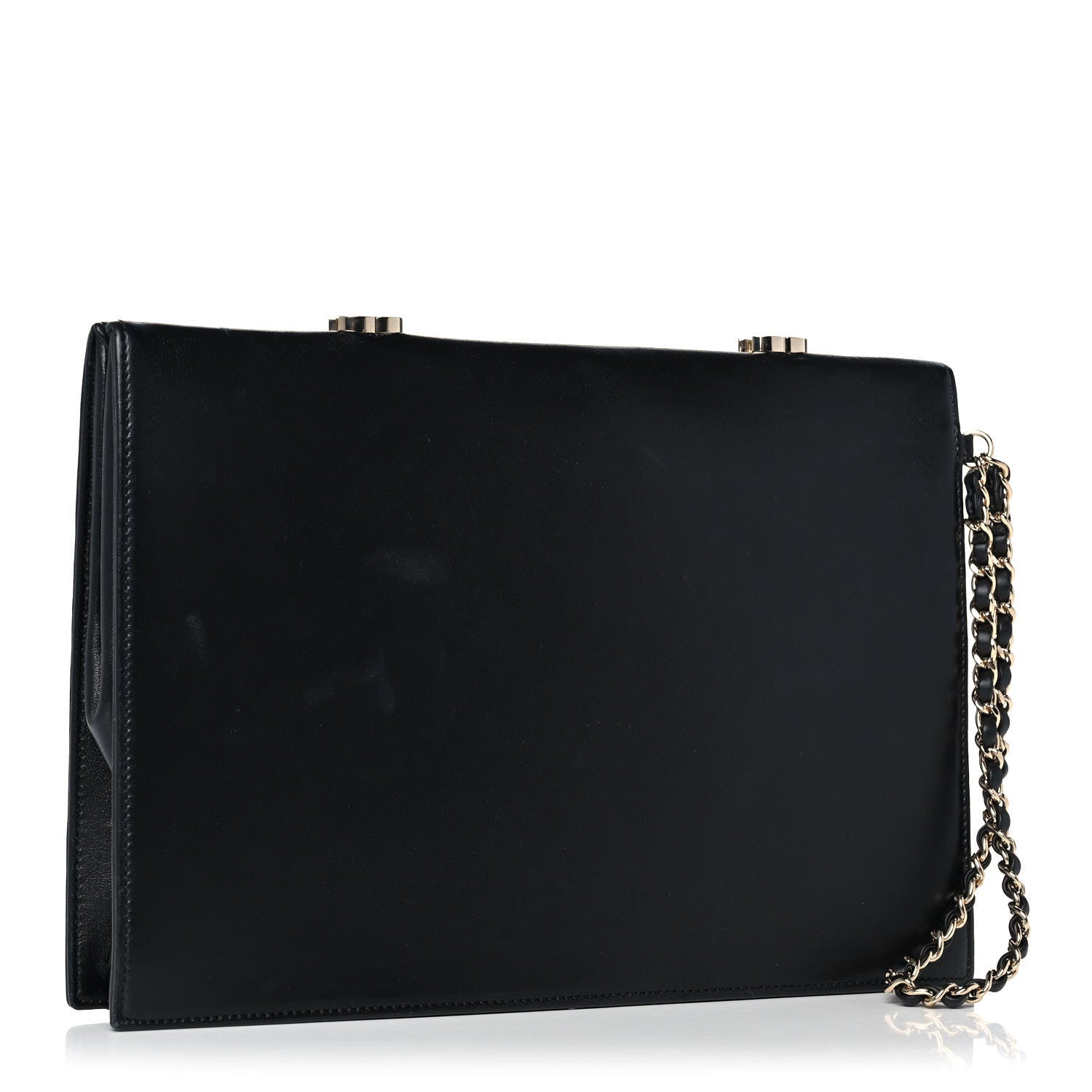 Chanel Lambskin CC Wristlet Clutch Black White 3 of 16
