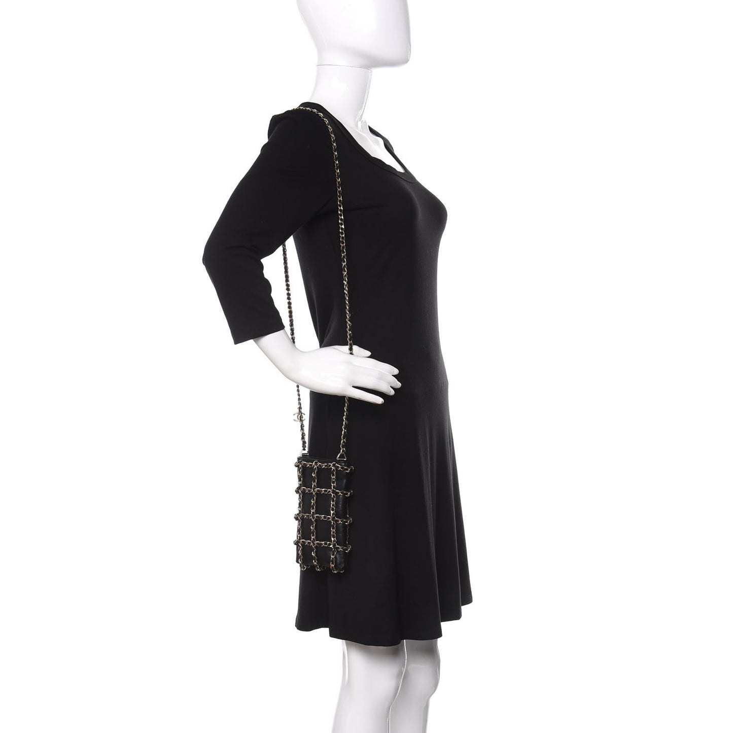 Lambskin Tech Me Out Clutch With Chain Black