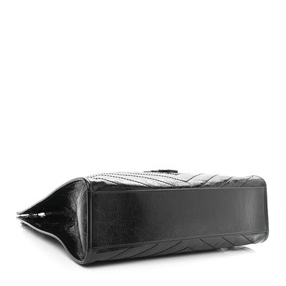 Saint Laurent Crinkled Calfskin Matelasse Monogram Medium Niki Shopper Tote Black 4 of 11