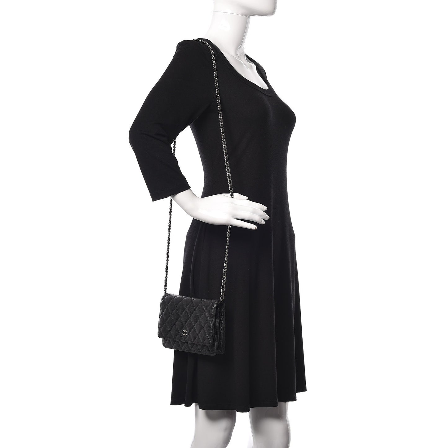 Caviar Quilted Wallet On Chain WOC Black