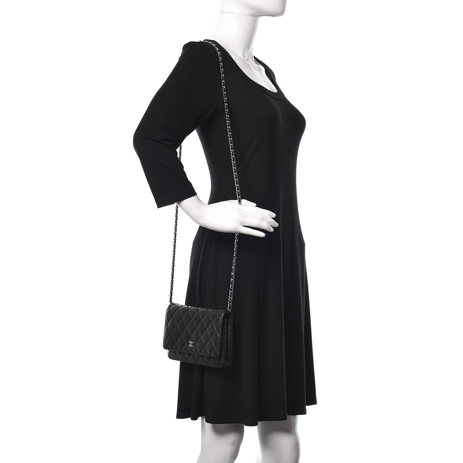 Chanel Caviar Quilted Wallet On Chain WOC Black 2 of 12