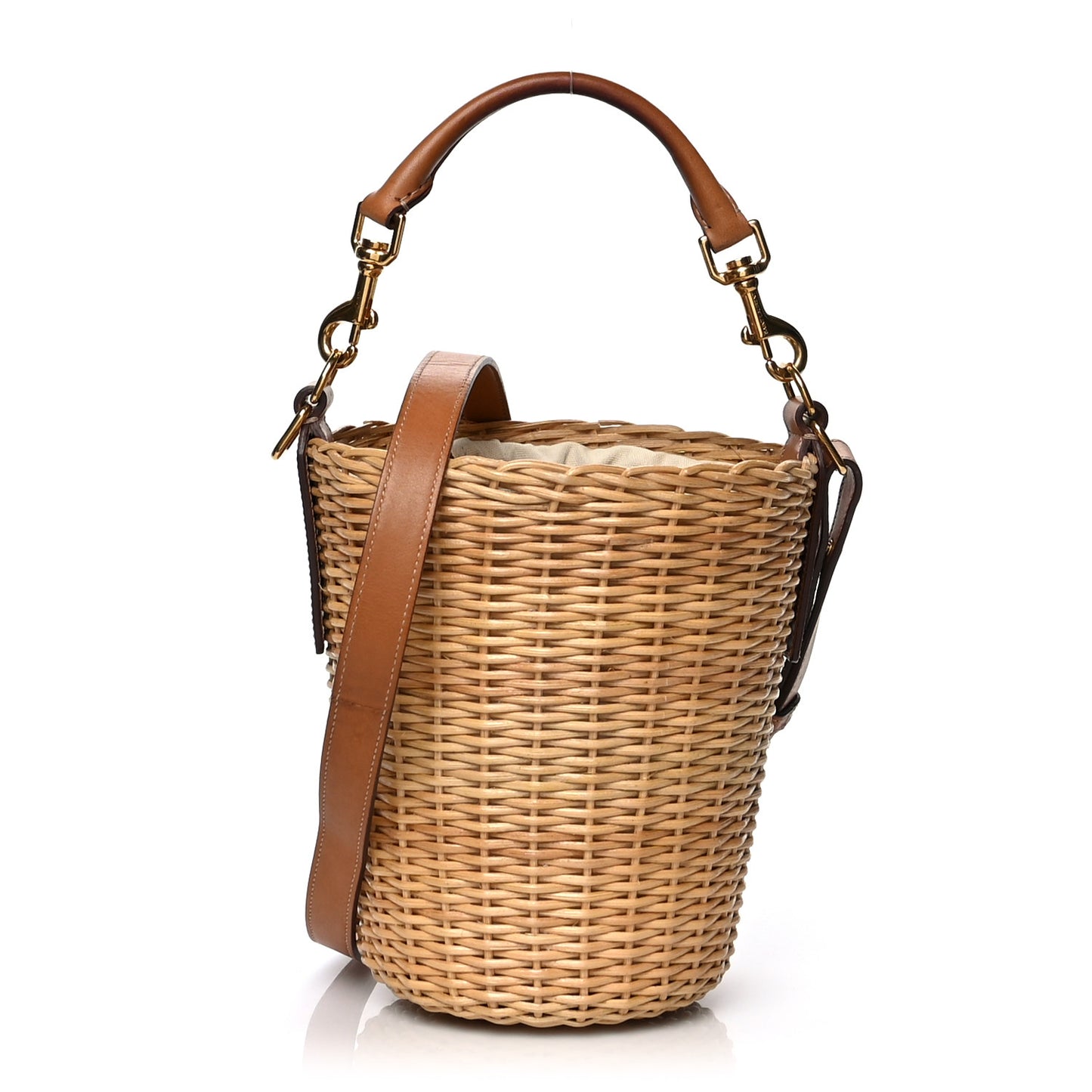 Wicker Calfskin Panier Basket Tote
