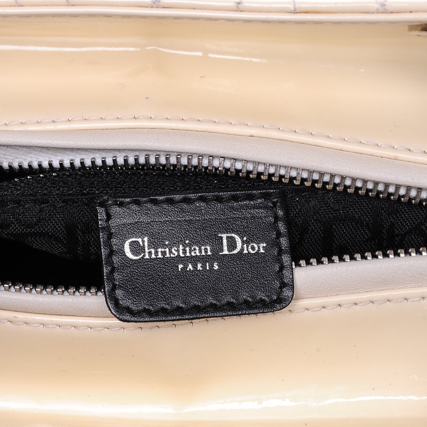 Patent Cannage Medium Lady Dior Beige
