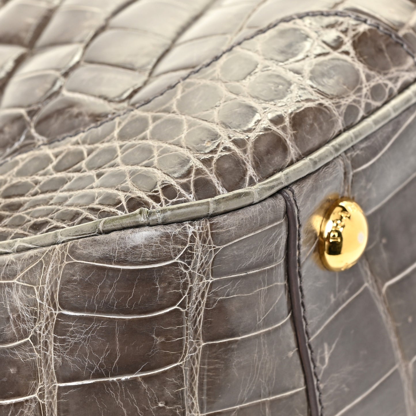 Crocodile Frame Shoulder Bag Grigio